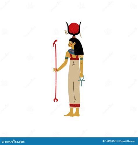 God Of Ancient Egypt Hathor Vector Illustration