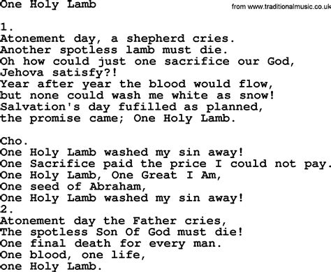 One Holy Lamb Apostolic And Pentecostal Hymns And Songs Lyrics And Pdf