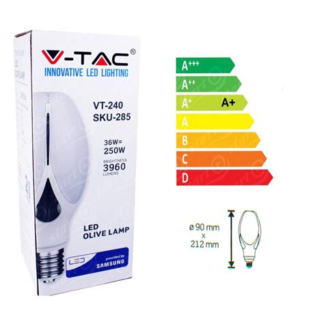 V Tac Vt Lampadina Led Olive Lamp E W Chip Samsung Sku