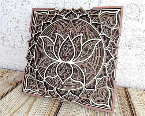 Lotus Flower Mandala Dxf Laser Cut Square Mandala Dxf Etsy