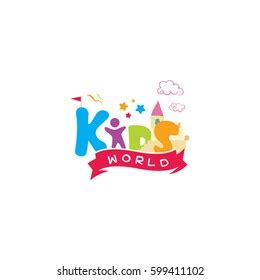 Logo Design Kids World Stock Vector (Royalty Free) 599411102