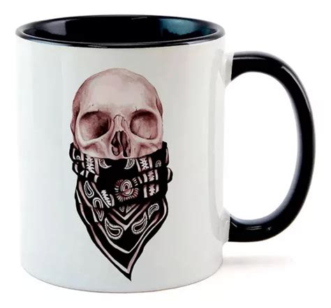 Caneca Interior Preto Cip1 Skull Lenço Parcelamento sem juros