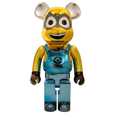 Medicom Minions Dave Chrome Ver 1000 Bearbrick Figure Yellow