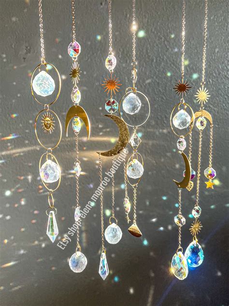 Moon Phase Suncatcher Prism Crystal Pendulum Moon Goddess Etsy