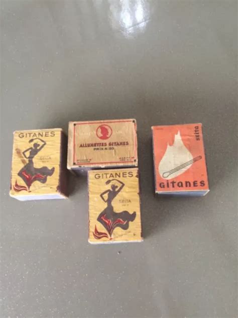 LOT DE 4 anciennes boites d allumettes vides pub Gitanes déco cuisine