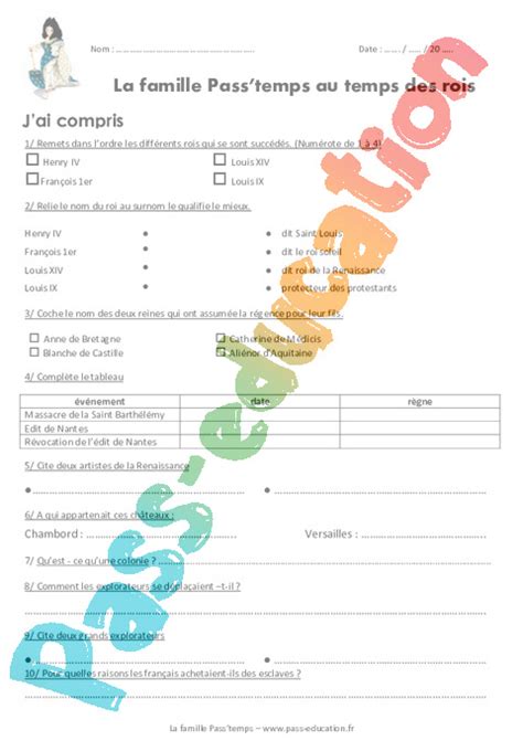 Le temps des rois Cm1 Séquence complète La Famille passtemps