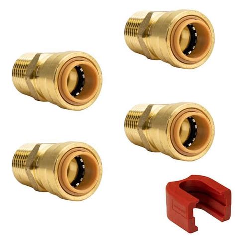 QUICKFITTING 1 2 In Brass Push To Connect X MIP Adapter Fitting With