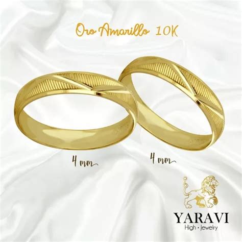 Argollas De Matrimonio Par Anillos Boda Oro 10k 4mm Clásica