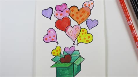 Valentine's Day DIY Drawing a Love Card with Hearts. - YouTube