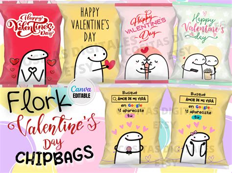 Chipbags 6 Designs Editables Flork San Valentin Etsy