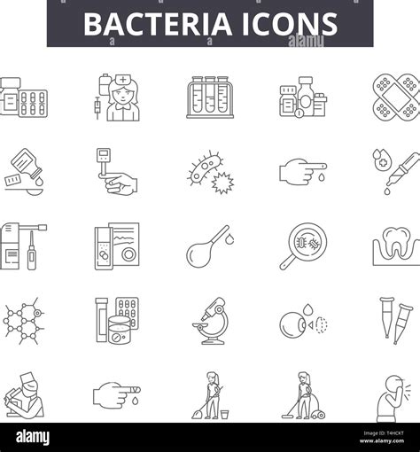 Las Bacterias Los Iconos De Línea Signos Vector Ilustración Del Concepto De Esquema De