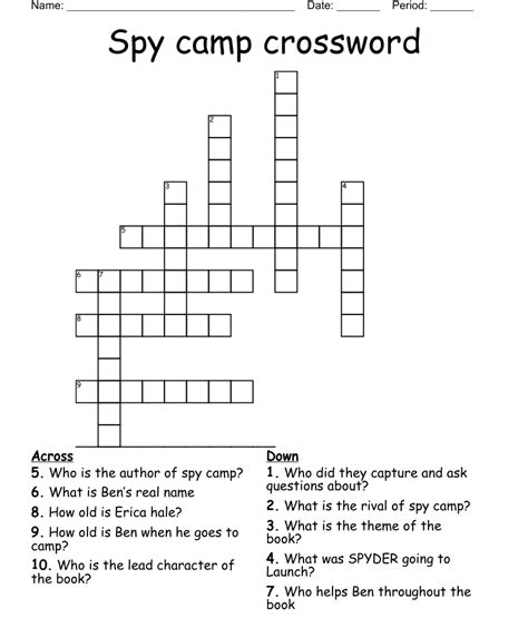 Spy Camp Crossword Wordmint