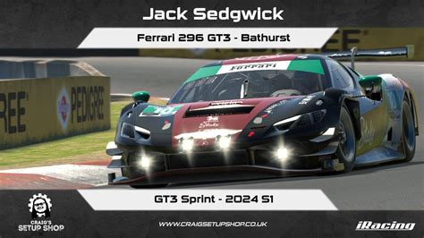 IRacing 24S1 Ferrari 296 GT3 GT3 Sprint Bathurst Jak YouTube