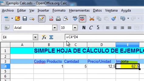 Openoffice Calc Sencilla Hoja De C Lculo Youtube