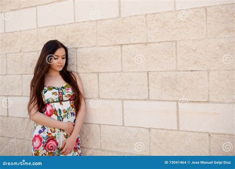 Spanish Brunette Girl With Long Hair Stock Photo Image Of Cheerful Human 73041464