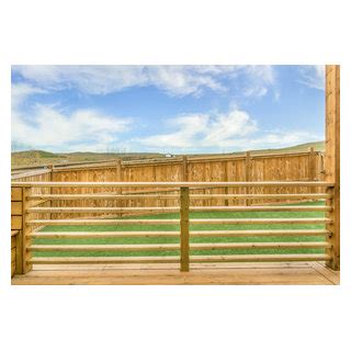 Custom Wood Fence With Deck Railing Country Deck Calgary By