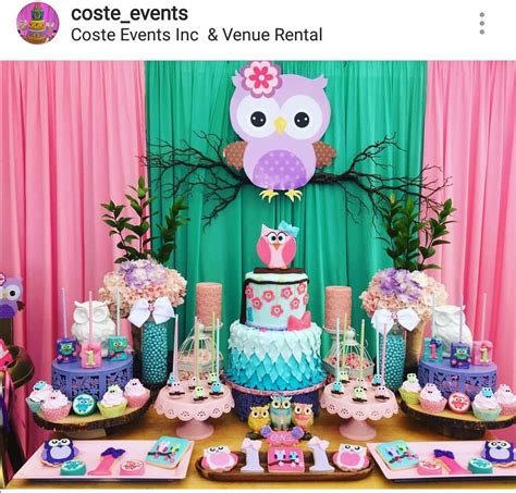 Owl Theme Birthday Party Dessert Table And Decor Owl Themed Birthday