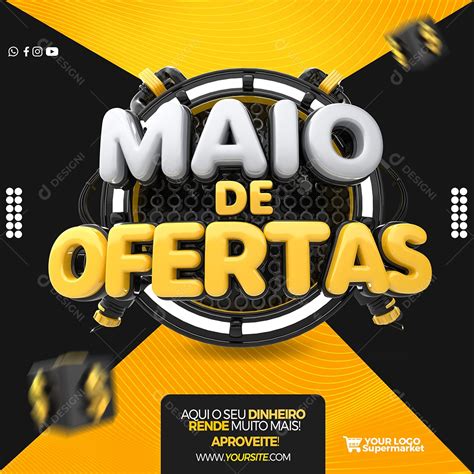 Selo 3D Maio de Ofertas Para Composição PSD download Designi