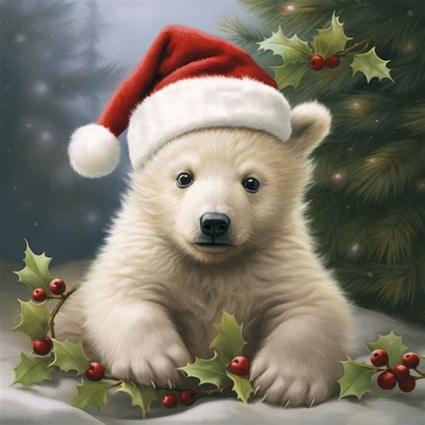 Christmas Polar Bear Cub Art Free Stock Photo Public Domain Pictures