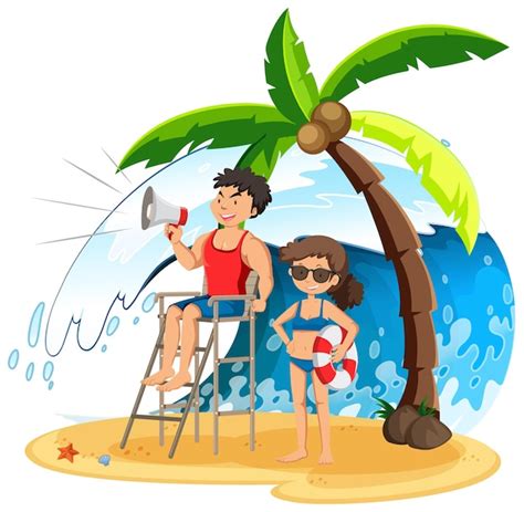 Premium Vector Isolated People At The Beach