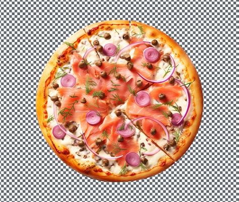 Premium Psd Yummy And Delicious Smoked Salmon Pizza Isolated On