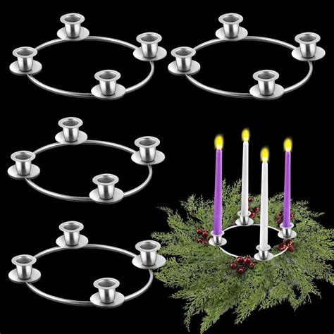 Ziliny 6 Pcs Christmas Candle Rings Wreaths Advent Wreath Ring Advent Candle