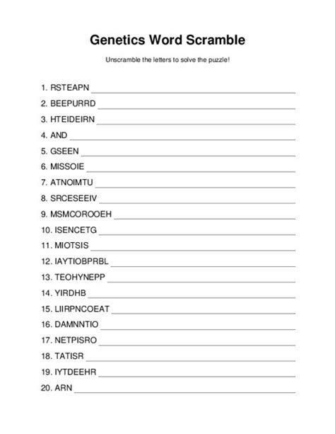 Genetics Word Scramble