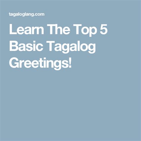 Learn The Top 5 Basic Tagalog Greetings!