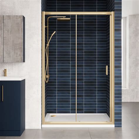 Showerworx 1200 Sliding Shower Door Brushed Brass Welovecouk