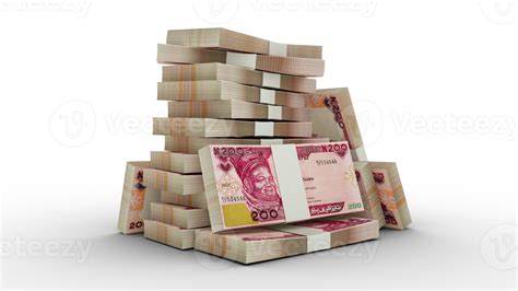 3d Rendering Of Stacks Of 200 Nigerian Naira Notes Bundles Of Nigerian