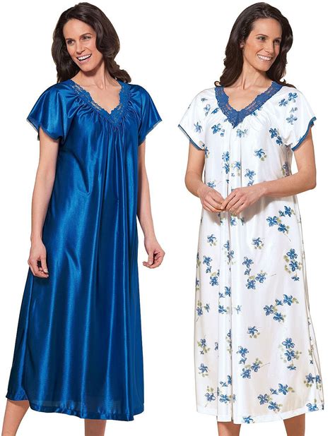 Pack Of 2 Short Sleeve Nightdresses Ladieswear Nightwear Nighties