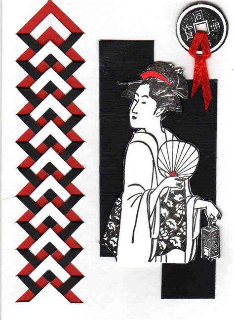 Handmade Card Asian Theme By Ann Black And Red On White