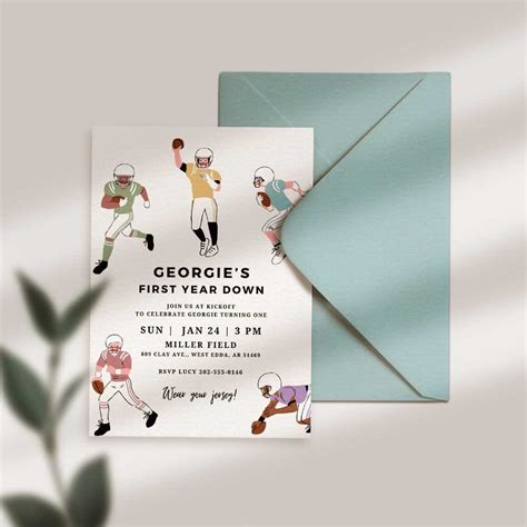 Editable Football Invitation Printable DIY Football Invite First Year Down American Football ...