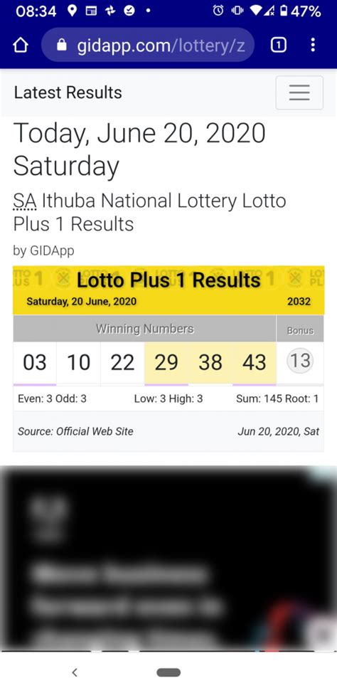 Ithuba National Lottery Lotto Plus Results