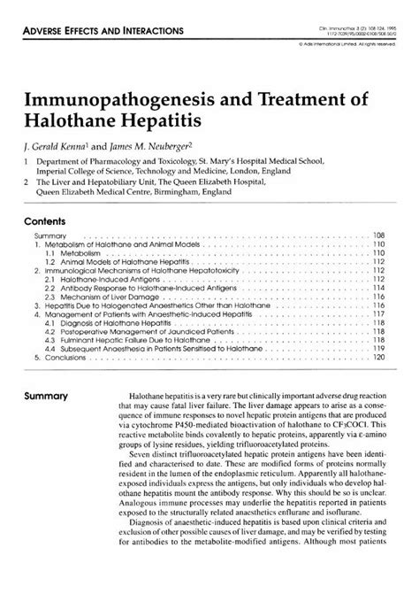 PDF Immunopathogenesis And Treatment Of Halothane Hepatitis DOKUMEN