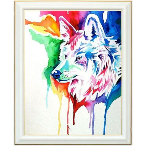 Broderie Diamant Loup Multicolore 40 X 50 Cm Lartera