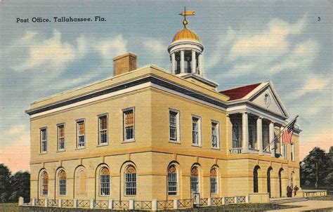 Tallahassee Fl Florida Post Office 1942 Tichnor Linen Postcard United States Florida