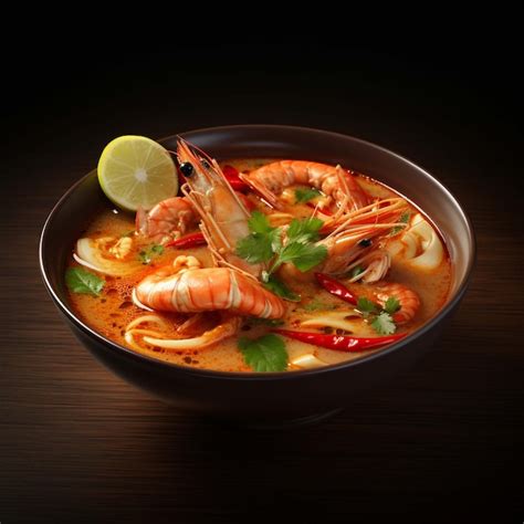 Premium Ai Image A Plate Of Tom Yam Soup