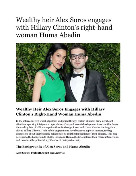 Ppt Wealthy Heir Alex Soros Engages With Hillary Clintons Right Hand