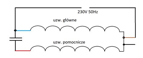 Pod Czenie Silnika Jednofazowego Z Przewodami I Kondensatorem