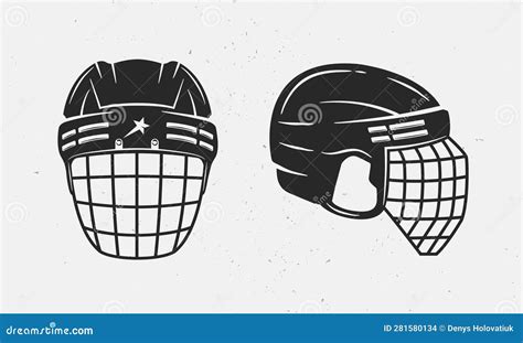 Ice Hockey Helmets Icons Side And Front View Of Ice Hockey Helmet