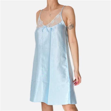 Vintage PASTEL BLUE LINGERIE NIGHTGOWN SLIP DRESS Gem