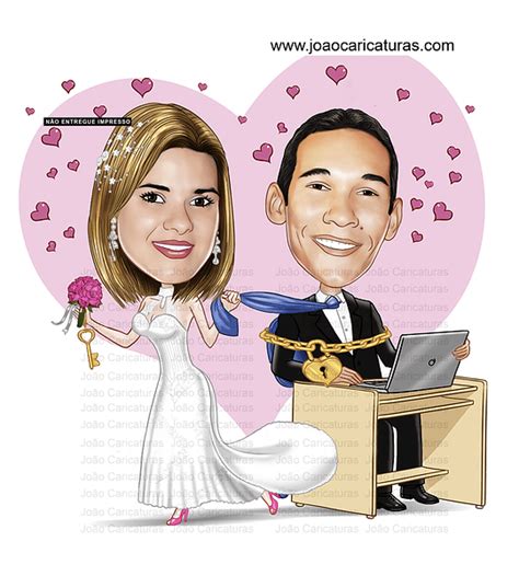 Caricatura De Casal Tema Casamento