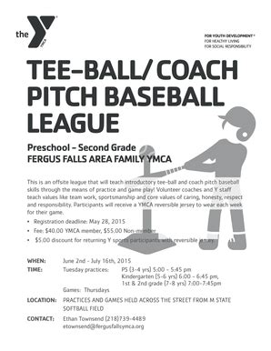 Fillable Online TEE BALL COACH PITCH BASEBALL LEAGUE Fergus Falls