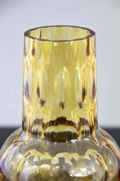 Borske Sklo Amber Glass ‘olives Pattern Vase Designer Unknown Czechoslovakia Circa 1960′s