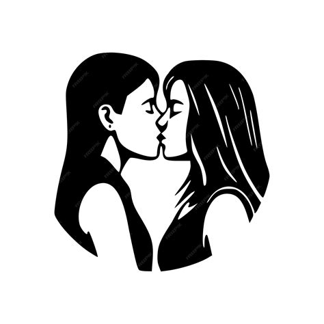 Premium Vector Lesbian Couple Kissing Lgbt Pride Black Outlines