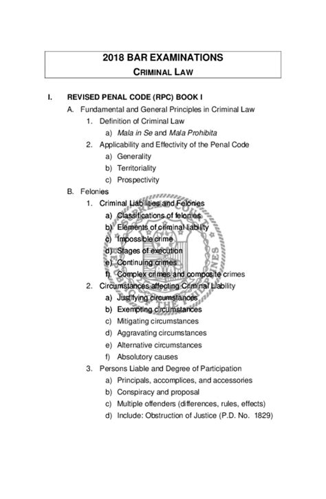 Pdf 2018 Bar Examinations Criminal Law