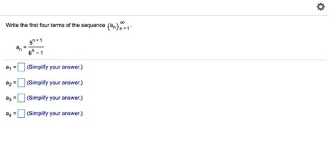 Solved Write The First Four Terms Of The Sequence An N1