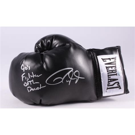 Roy Jones Jr Signed Black Everlast Boxing Glove Inscribed 90s