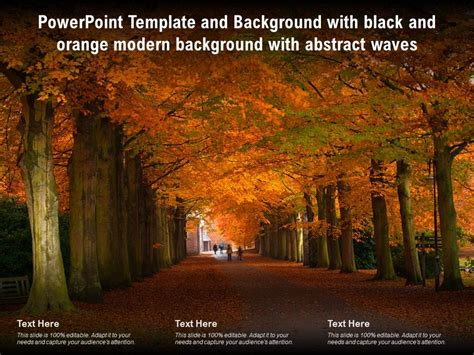 Powerpoint Template With Black And Orange Modern Background With Abstract Waves | Presentation ...